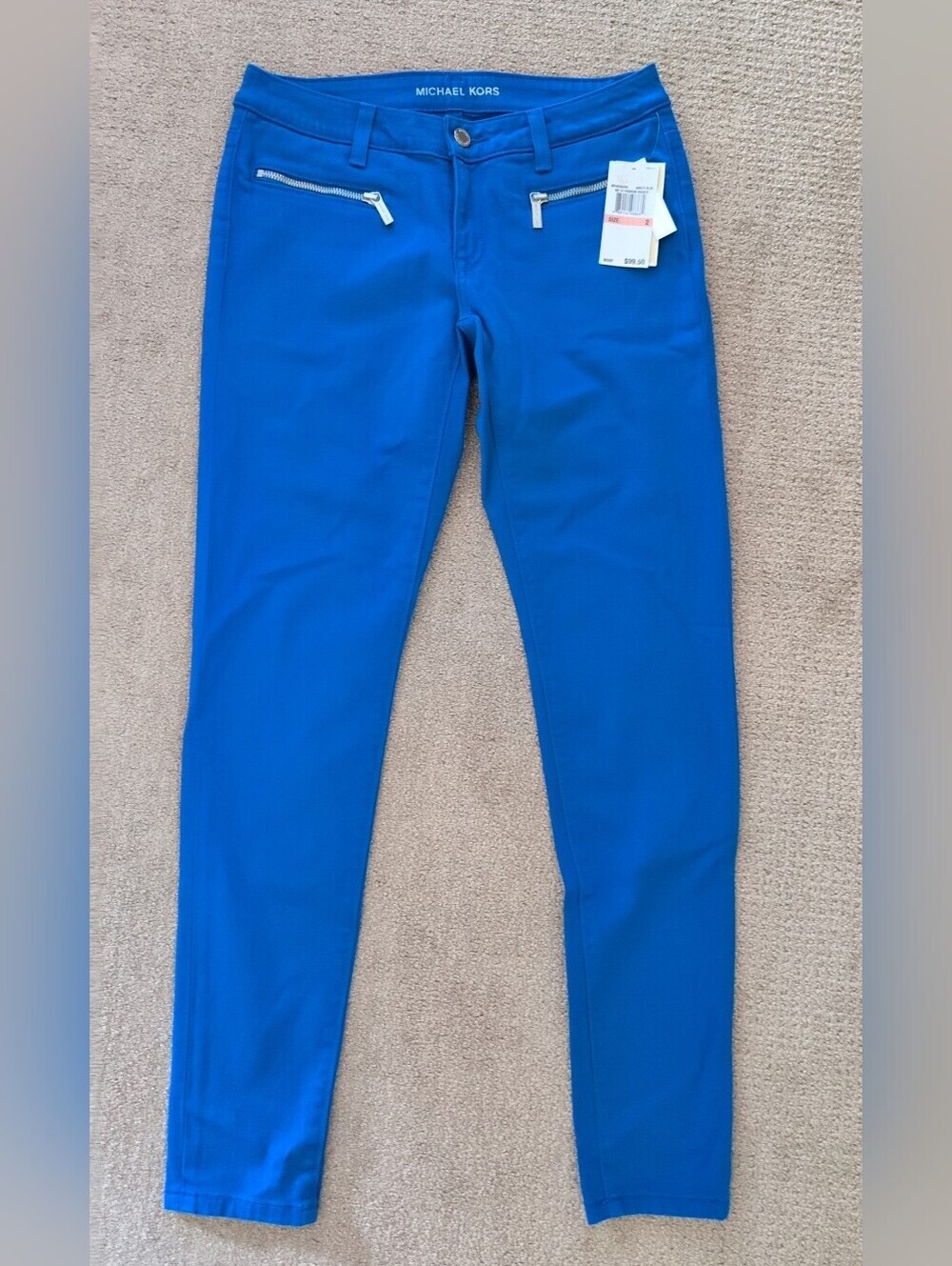 Michael Kors Amalfi Blue Zipper Pocket Skinny Jeans